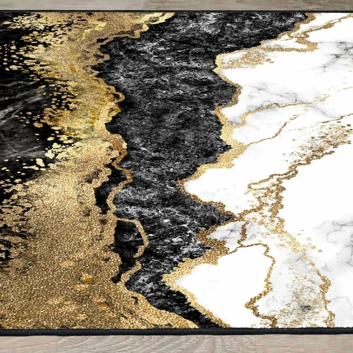 Covor Tenzo 160x200 cm negru auriu sau gri auriu design abstract polipropilena