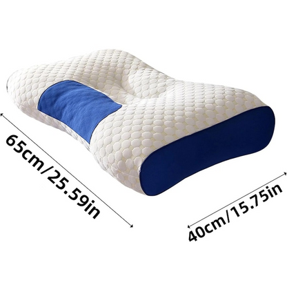 Perna ergonomica 65x40 cm suport gat bumbac poliester confort somn alb albastru
