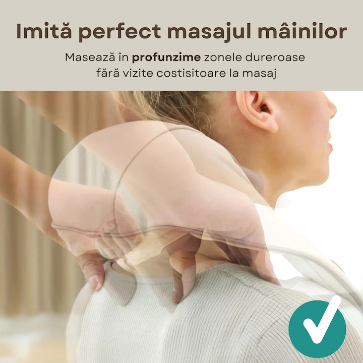 Aparat masaj cervical 4D cu incalzire deep tissue + guler cervical cadou
