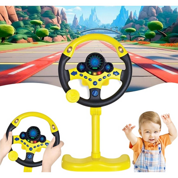 Volan Interactiv Kids Driving Simulator PRO, Sunete si Lumini, Rotire 360°, Ventuze si Picior Reglabil