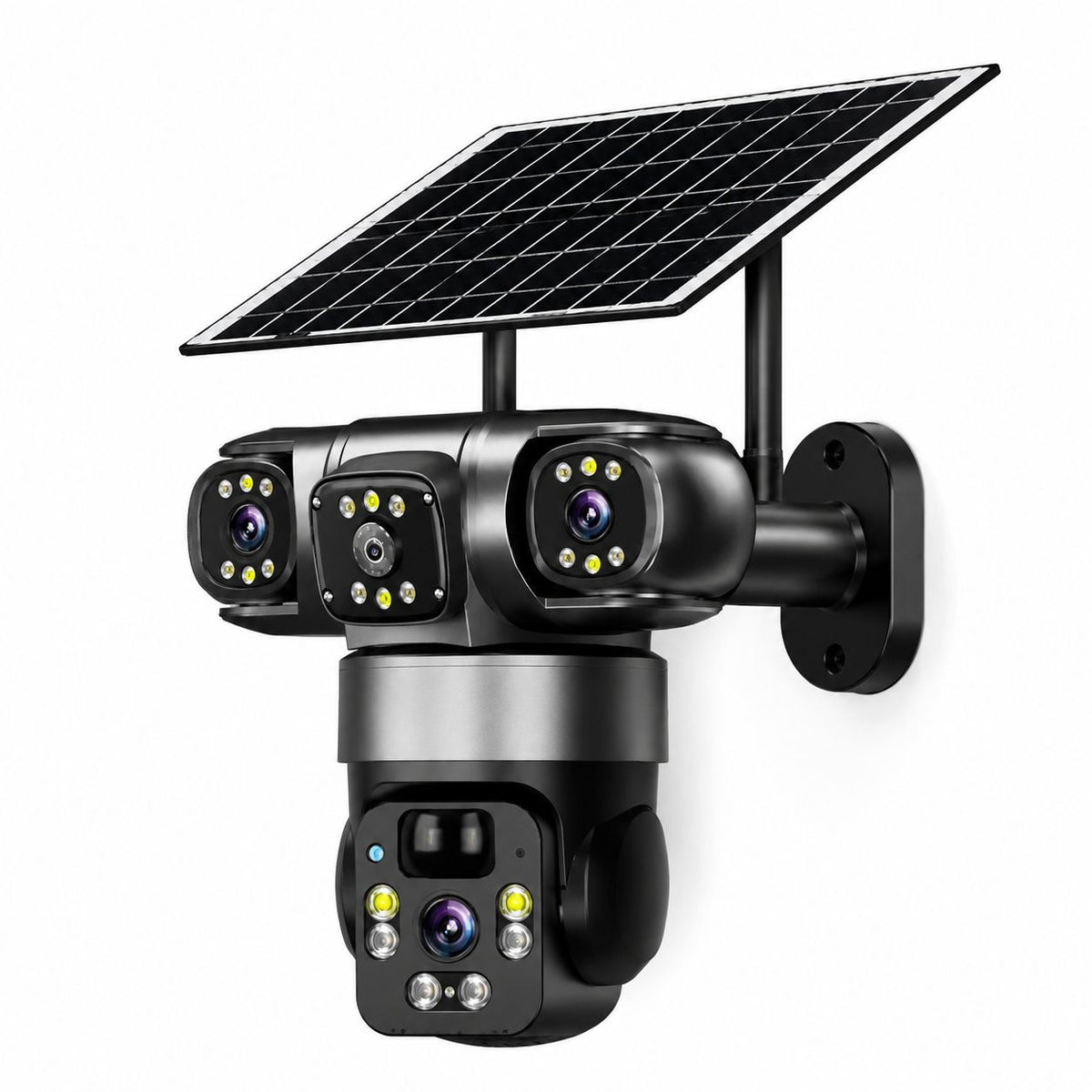 Camera Supraveghere Tripla 4G Solara, 6MP, 8000mAh, 3 Lentile, Rotire 360, IP66