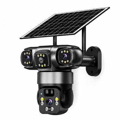 Camera Supraveghere Tripla 4G Solara, 6MP, 8000mAh, 3 Lentile, Rotire 360, IP66