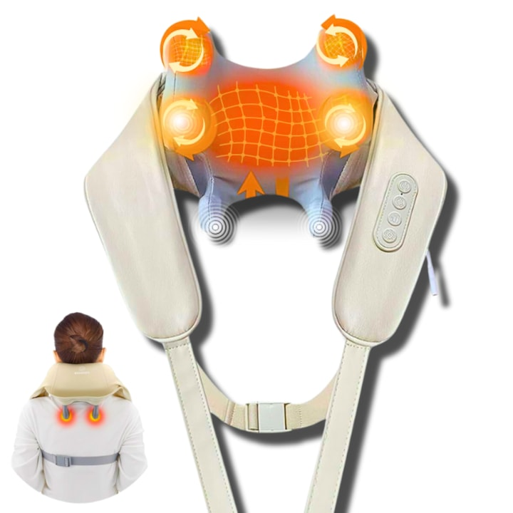 Aparat masaj cervical 4D cu incalzire deep tissue + guler cervical cadou