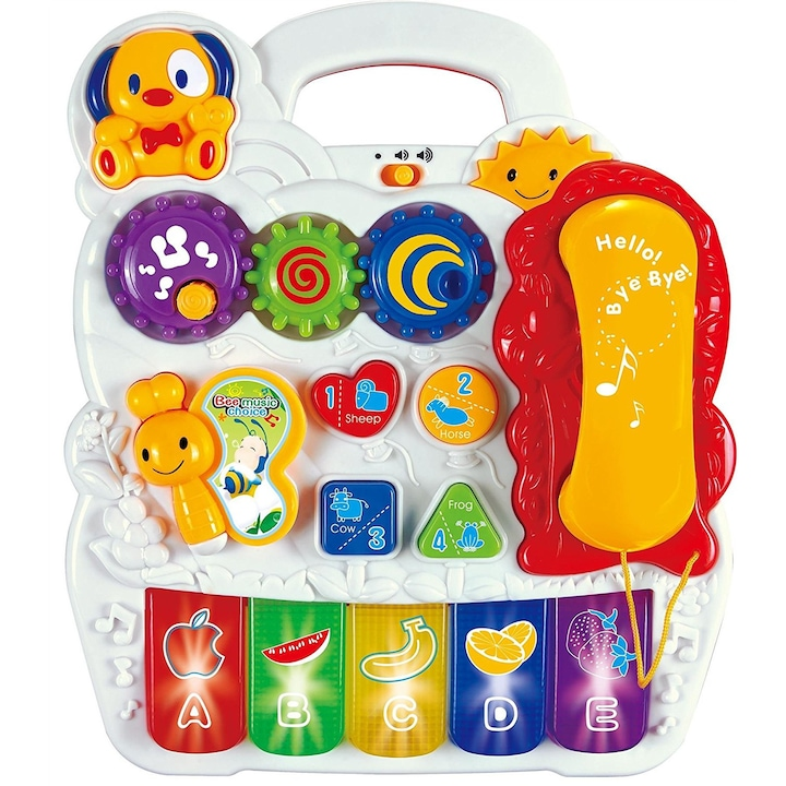 Premergator Interactiv Fun Play cu Centru de Activitati, Muzica, Lumini, Forme Geometrice + Ham Bebelusi Cadou