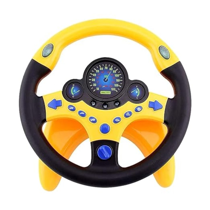 Volan Interactiv Kids Driving Simulator PRO, Sunete si Lumini, Rotire 360°, Ventuze si Picior Reglabil
