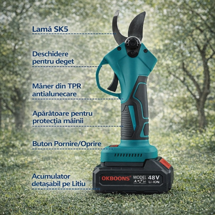 Set 2 In 1 Foarfeca Electrica Si Mini Drujba Cu Brat Telescopic – Taie Rapid Crengi La Orice Inaltime