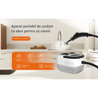 Aparat Profesional De Curatat Cu Abur – 2500W, Abur Puternic, 7 Accesorii si Curatare Fara Chimicale