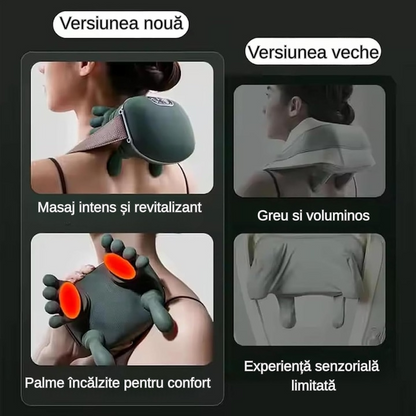 Aparat masaj cervical cu incalzire 3 trepte fara fir USB masaj uman umeri gat