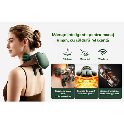Aparat masaj cervical cu incalzire 3 trepte fara fir USB masaj uman umeri gat