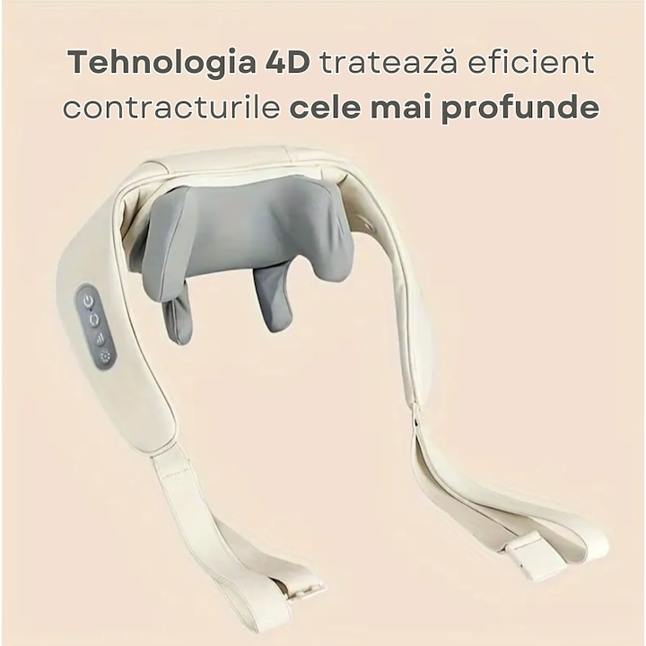 Aparat masaj cervical 4D cu incalzire deep tissue + guler cervical cadou