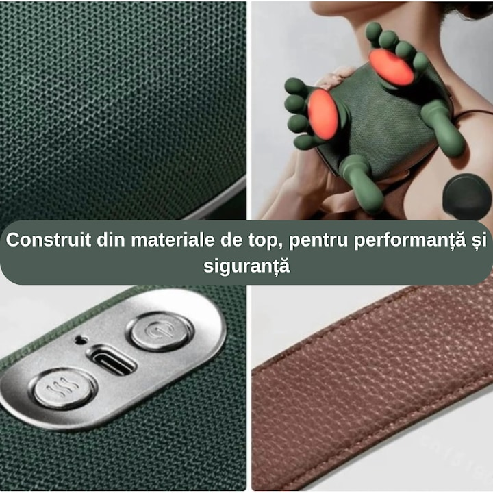 Aparat masaj cervical cu incalzire 3 trepte fara fir USB masaj uman umeri gat
