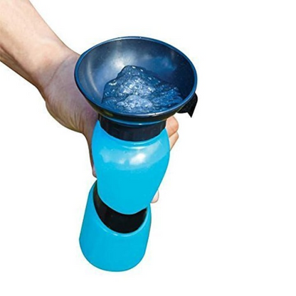 Sticla portabila caini 2 in 1 cu vas apa 500 ml anti scurgere