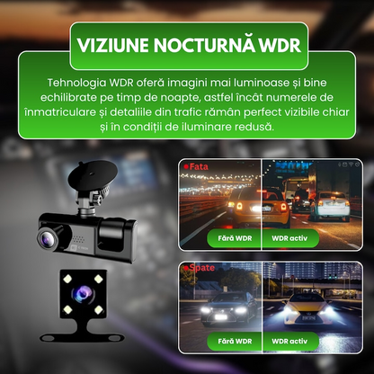 Camera Auto DVR Duala Full HD 1080P – Camera Marsarier, Night Vision, G-Sensor si Protectie Completa La Volan
