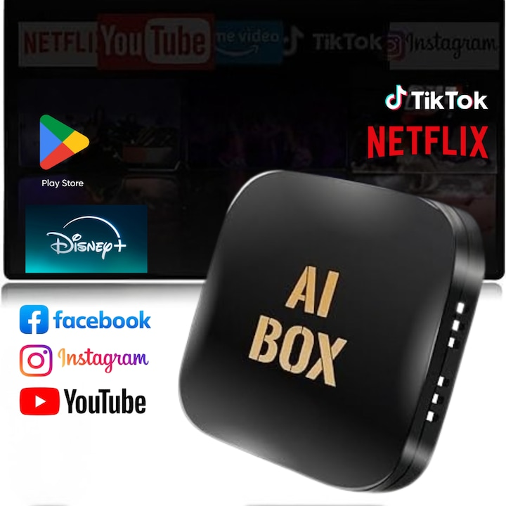 Adaptor AI Box - Transforma CarPlay Cu Fir In Wireless! AI BOX A11 Cu Android Auto, Mirror Link, Aplicatii Video Si Streaming