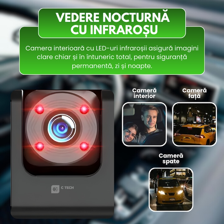 Camera Auto DVR Duala Full HD 1080P – Camera Marsarier, Night Vision, G-Sensor si Protectie Completa La Volan