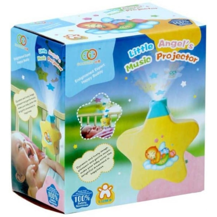 Lampa de Veghe Muzicala pentru Bebelusi – Proiector Stelute, Muzica de Leagan si Lumina Linistitoare