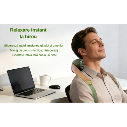 Aparat masaj cervical cu incalzire 3 trepte fara fir USB masaj uman umeri gat