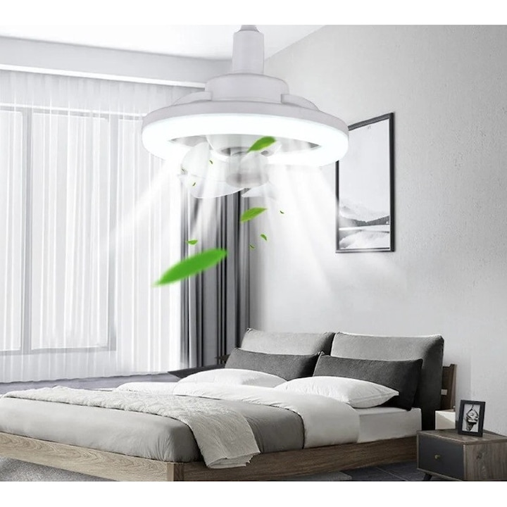 Aplica LED cu Ventilator Incorporat E27, 30W, 3 Functii, 6500K, 2400lm
