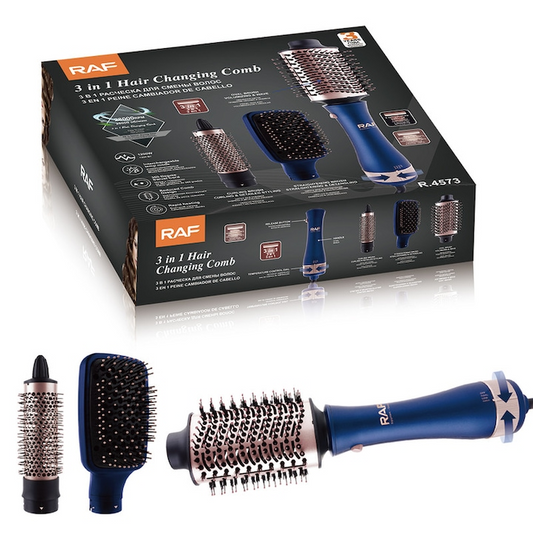 Perie Multifunctionala RAF 3 in 1, 1200W, 28000 RPM, 3 Trepte Temperatura, Capete Interschimbabile