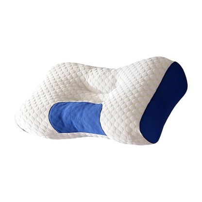 Perna ergonomica 65x40 cm suport gat bumbac poliester confort somn alb albastru