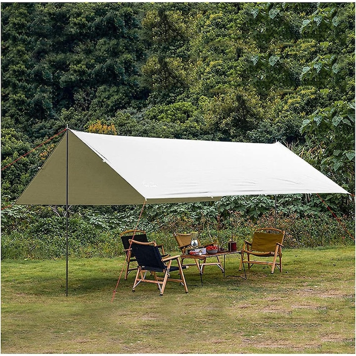 Cort umbrar 300x300 cm impermeabil UV UPF50 cu stalpi metalici portabil camping plaja