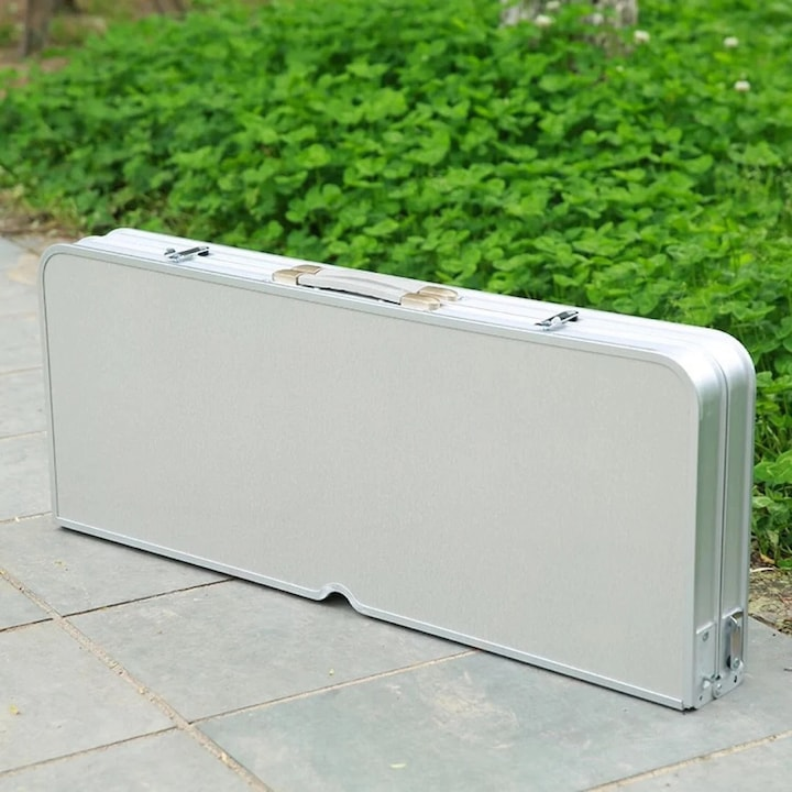 Masa Pliabila Camping Cu 4 Scaune Integrate Din Aluminiu Tip Valiza