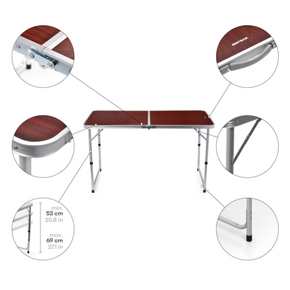 Masa pliabila camping reglabila aluminiu 120x60 cm tip valiza portabila