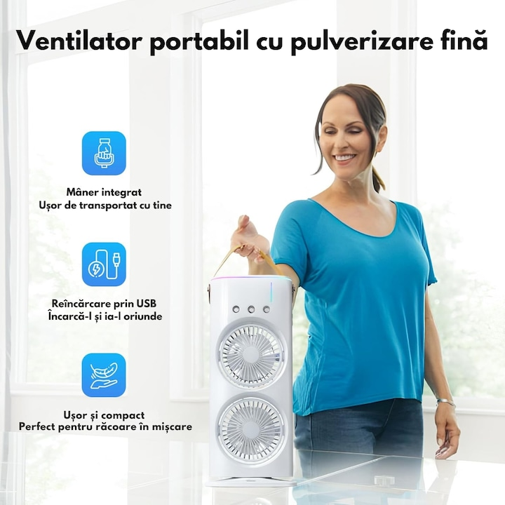 Ventilator de Birou cu Umidificare si Telecomanda – Racorire Inteligenta pentru Zilele Toride