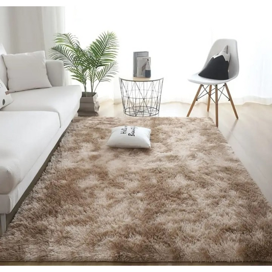 Covor pufos 150x200 cm gri sau bej antiderapant poliester fir lung lux living dormitor