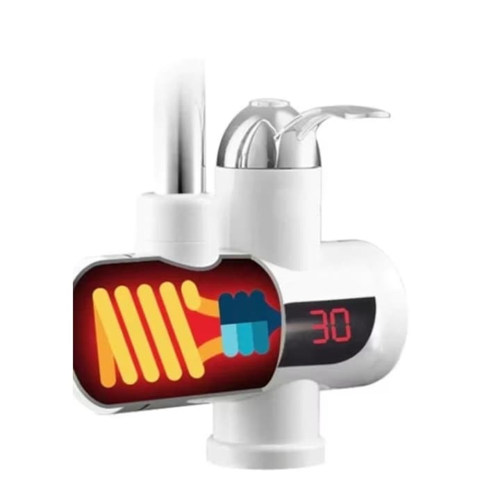 Robinet electric instant cu duș – încălzire apă, montaj chiuveta, afișaj LCD