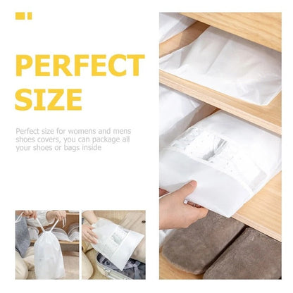 Saci pentru încălțăminte 12 buc, non-woven, albi, 44×32 cm