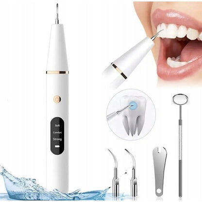 Scaler Ultrasonic Dentar cu LED – 3 Moduri Intensitate, 2 Capete Inox, Curățare Tartru & Placă Acasă
