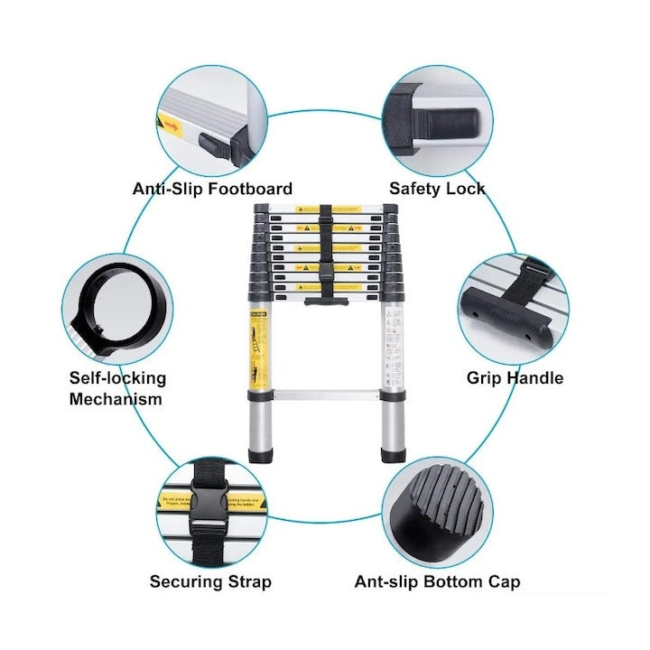 Scară Telescopică Pliabilă din Aluminiu 2,9 m