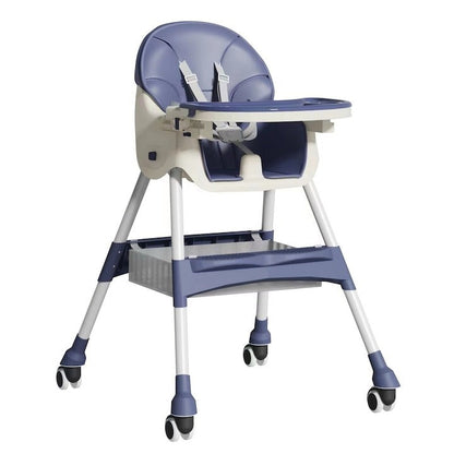 Scaun de Masă Bebe Multifuncțional 6+ Luni, Balansoar, Albastru, Spătar Reglabil