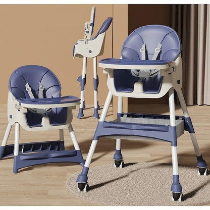 Scaun de Masă Bebe Multifuncțional 6+ Luni, Balansoar, Albastru, Spătar Reglabil