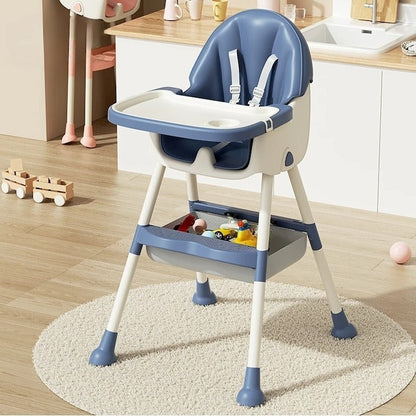 Scaun de Masă Bebe Multifuncțional 6+ Luni, Balansoar, Albastru, Spătar Reglabil