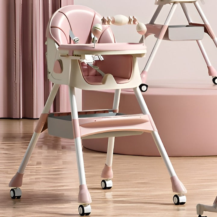 Scaun de Masă Bebe Multifuncțional 6+ Luni, Balansoar, Roz, Spătar Reglabil
