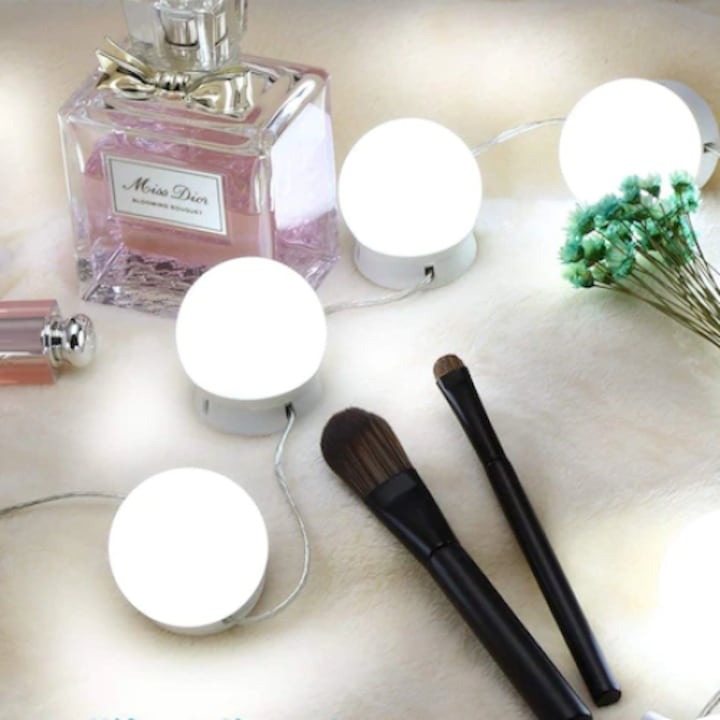 Set 10 becuri LED oglindă machiaj – 3 moduri lumină, 4W, 2m, USB, alb