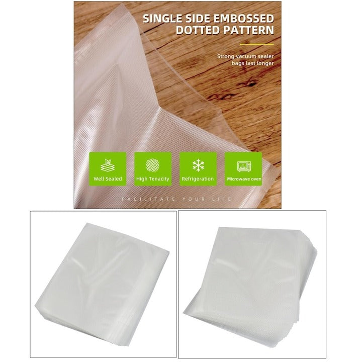 Set 50 Pungi de Vidat Gofrate 20x30 cm, BPA-Free – Groase 100/330 μm, Compatibile cu Orice Aparat Vacuum