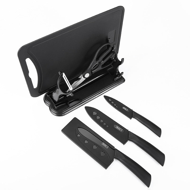 Set profesional cuțite ceramice 7 piese cu suport – Zirconiu, tăiere precisă și igienă maximă