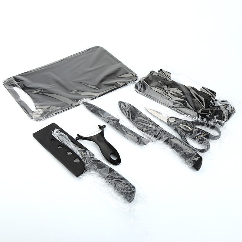 Set profesional cuțite ceramice 7 piese cu suport – Zirconiu, tăiere precisă și igienă maximă