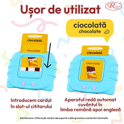 Aparat de învățat - educativ limba engleză pentru copii cu 112 carduri interactive – Jucărie educativă 1–6 ani