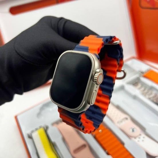 Set Smartwatch ULTRA 7 în 1 cu 7 Curele – Ecran Mare 2.01”, Încărcare Wireless, Design Premium