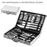 Set Ustensile Gratar 26 Piese Cu Servieta Deluxe Din Aluminiu Inox Profesional