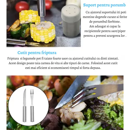 Set Ustensile Gratar 26 Piese Cu Servieta Deluxe Din Aluminiu Inox Profesional