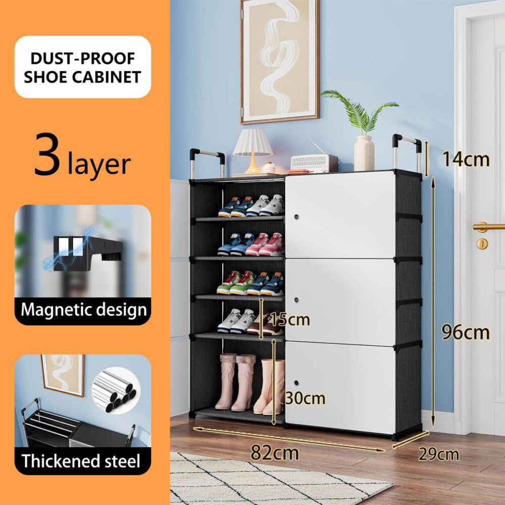 Pantofar Pliabil Alb cu 5 Niveluri si 10 Compartimente, 80x29x110 cm, Organizator Pantofi