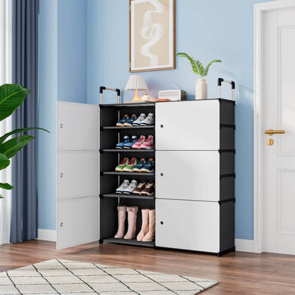 Pantofar Pliabil Alb cu 5 Niveluri si 10 Compartimente, 80x29x110 cm, Organizator Pantofi