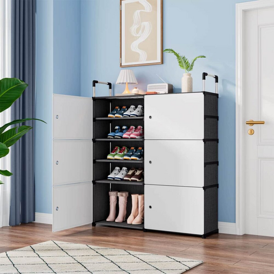Pantofar Pliabil Alb cu 5 Niveluri si 10 Compartimente, 80x29x110 cm, Organizator Pantofi