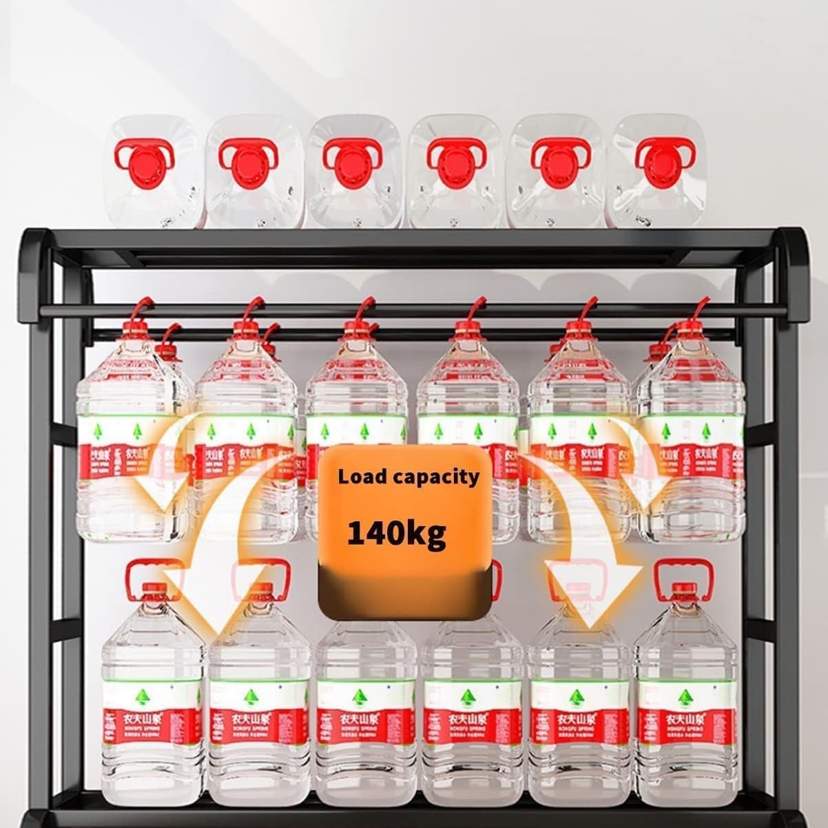Portant Haine Dublu Metalic cu Raft Superior & Inferior – Suport Umerașe Robust, Negru, 145 cm