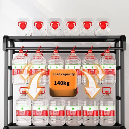 Portant Haine Dublu Metalic cu Raft Superior & Inferior – Suport Umerașe Robust, Negru, 145 cm